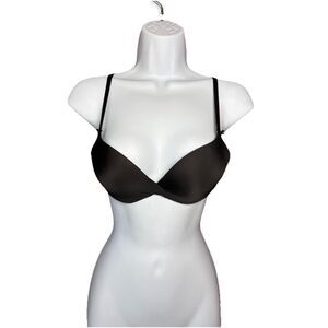 NWOT Victoria’s Secret Plunge Bra Women’s Size 34A Black Satin Bow Accents